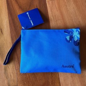 Asutra Blue Pouch with Floral Design